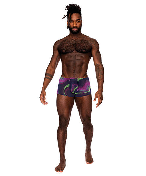 Galactic Sheer Poly Spandex Mini Short Multi Color XL