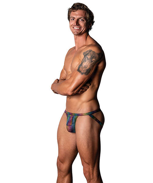 Pack & Play Jock w/Front Condom Pocket - Rainbow L/XL