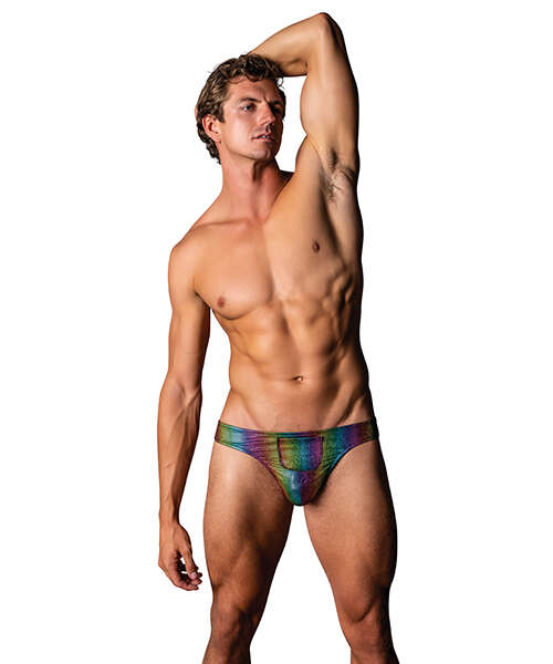 Pack & Play Thong w/Front Condom Pouch - Rainbow L/XL