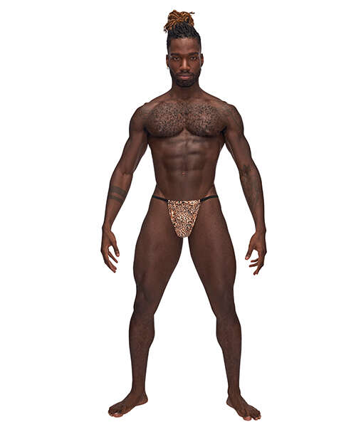 Male Power Posing Strap Thong Animal Print O/S
