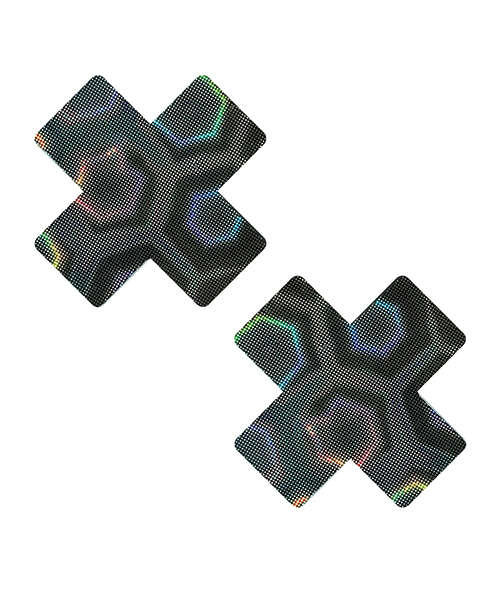 Neva Nude Holographic X Factor Pasties - Black O/S