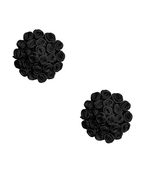 Neva Nude Burlesque Nightfall Roses Reusable Silicone Pasties- Black O/S