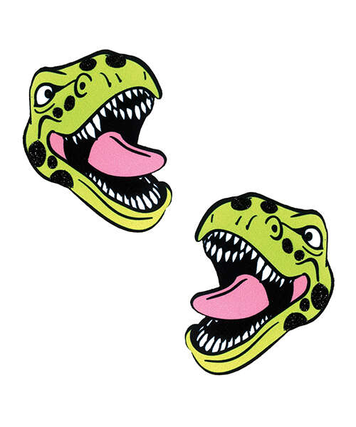 Neva Nude Black Light Dinosaur Pasties - Green O/S
