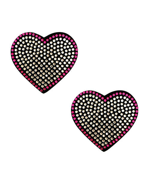 Neva Nude Burlesque Heart N' Soul Crystal Heart Pasties - Pink/Clear O/S