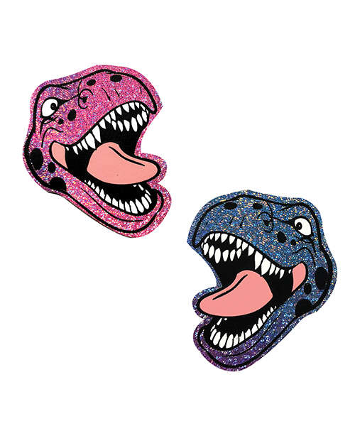Neva Nude Black Light Dinosaur Pasties - Pink & Blue O/S
