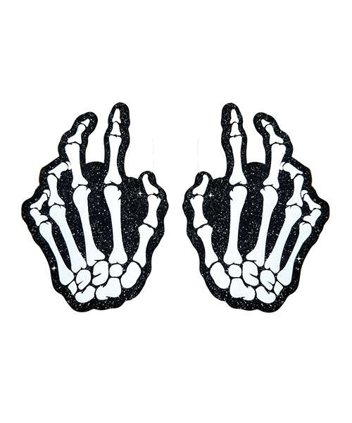 Neva Nude Holographic Skeleton Hands Pasties - White/Black O/S