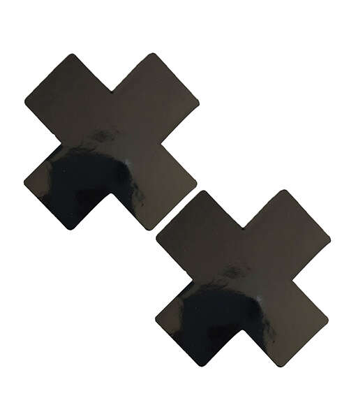 Neva Nude Dom Queen Status Wet Vinyl X Pasties - Black QN