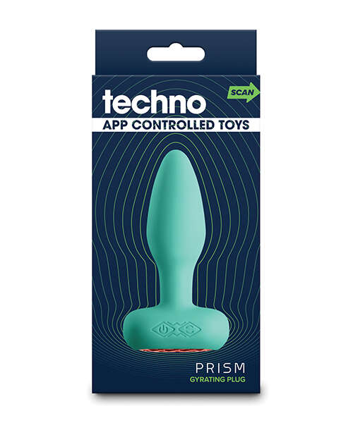 Techno Prism App Controlled Rotating & Vibrating Anal Plug - Teal
