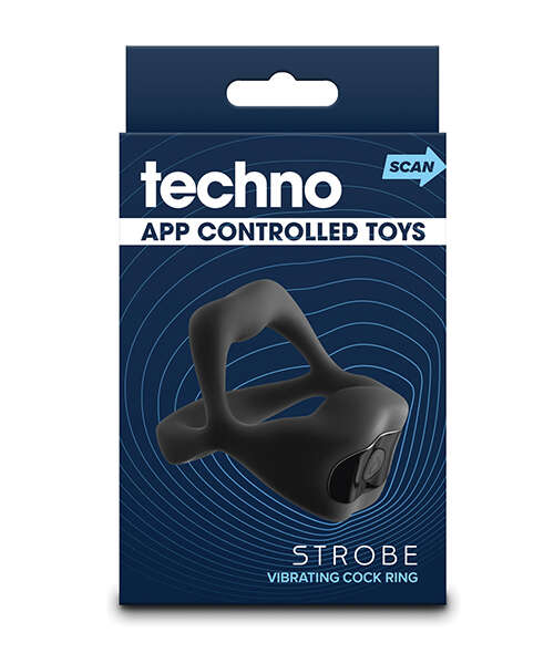 Techno Strobe App Controlled Vibrating Cock Ring - Black