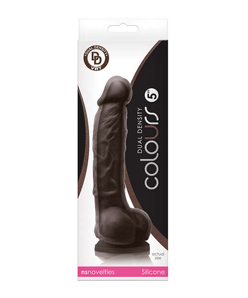 Colours Dual Density 5" Dildo - Dark Brown