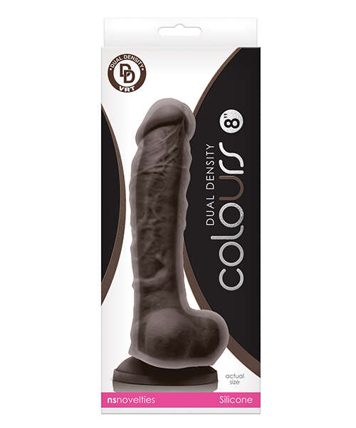 Colours Dual Density 8" Dildo - Dark Brown