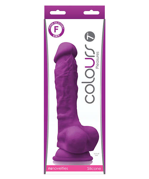 Colours Pleasures 7" Dong w/Balls & Suction Cup - Purple