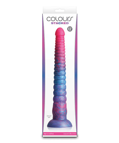 Colours Stacked 12" Dildo - Pink/Blue