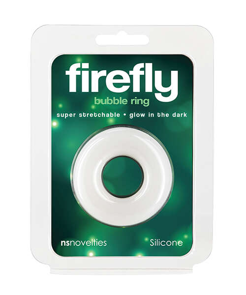 Firefly Glow in the Dark Bubble Cock Ring - Medium, White