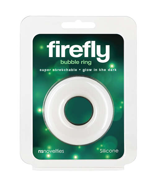 Firefly Glow in the Dark Bubble Cock Ring - Large, White