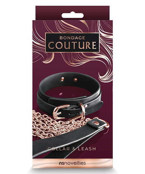 Bondage Couture Collar & Leash - Black