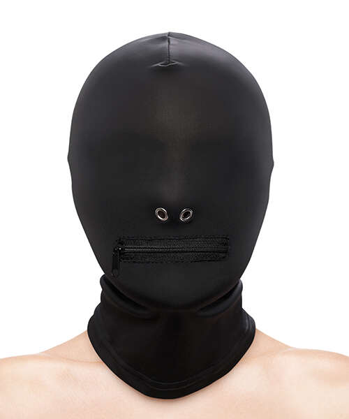 Fetish & Fashion Zippered Mouth Hood - Black