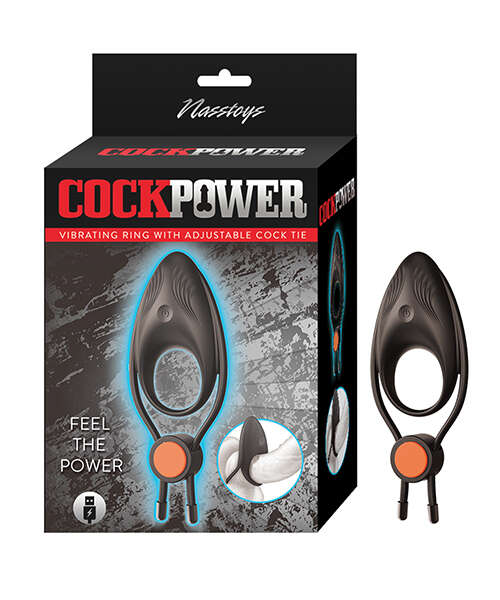 Cockpower Vibrating Ring w/Adjustable Cock Tie - Black