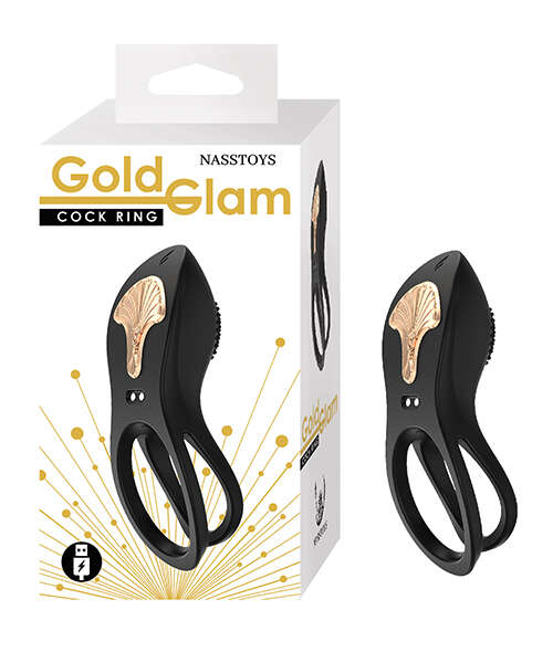 Gold Glam Cock Ring - Black