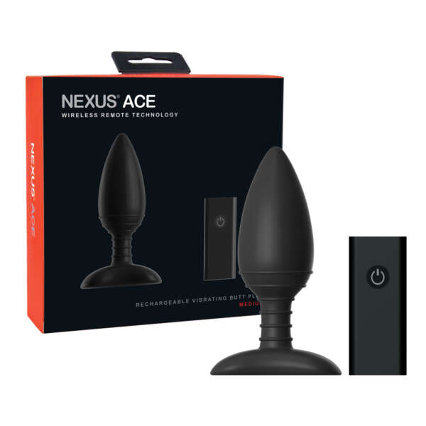 Nexus Ace Remote Control Butt Plug Medium - Black