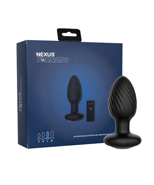 Nexus Tornado Rotating & Vibrating Large Butt Plug w/Remote - Black