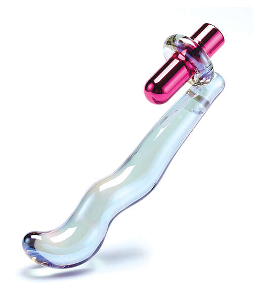 Cristal Twilight Glow Glass Dildo w/Clitoral Vibrator