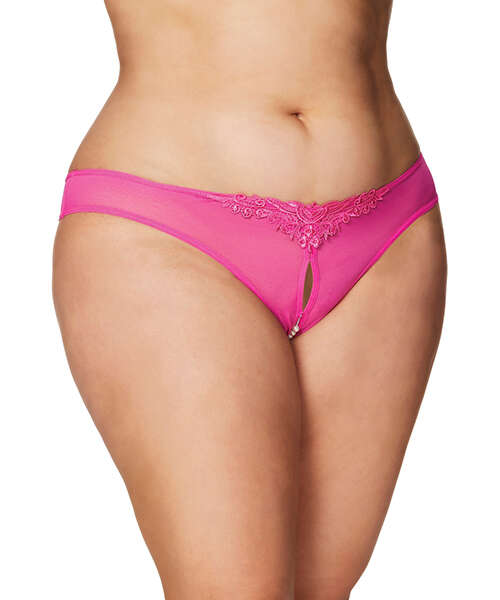Crotchless Thong w/Pearls Hot Pink 1X/2X