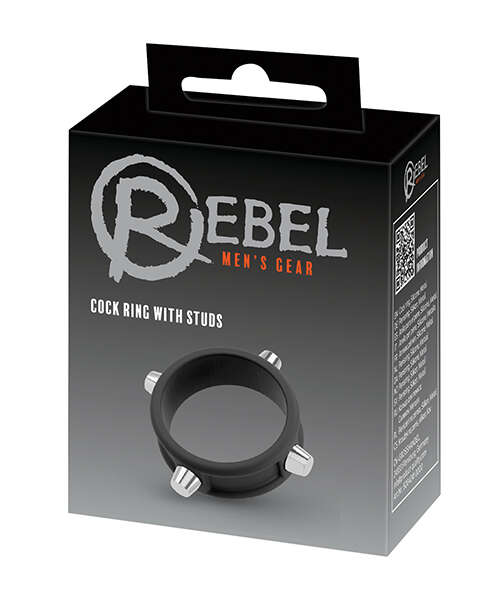 Rebel Cock Ring w/Studs - Black