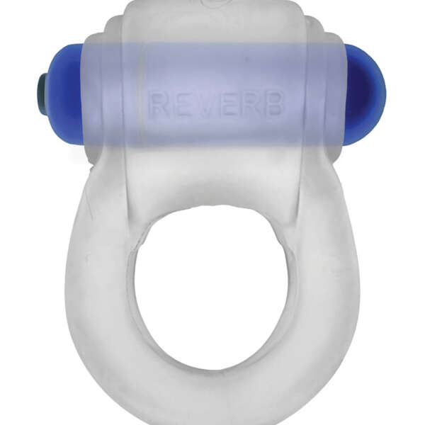 Hunky Junk Revring Cock Ring w/Vibe - Clear w/Blue Vibe