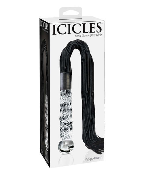 Icicles No. 38 Hand Blown Glass Handled Whip - Clear