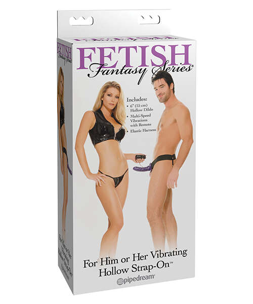 Fetish Fantasy Series for Him or Her Vibrating Hollow Strap-On - Purple