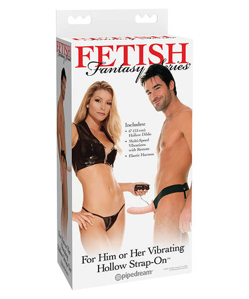 Fetish Fantasy Series for Him or Her Vibrating Hollow Strap-On - Flesh