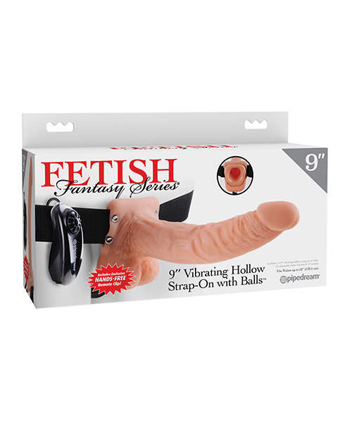 Fetish Fantasy Series 9" Vibrating Hollow Strap On w/Balls - Flesh