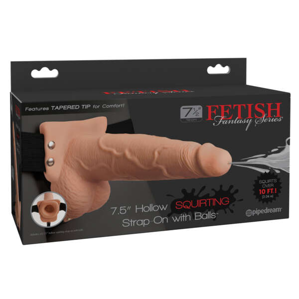Fetish Fantasy Series 7.5" Hollow Squirting Strap On w/Balls - Flesh
