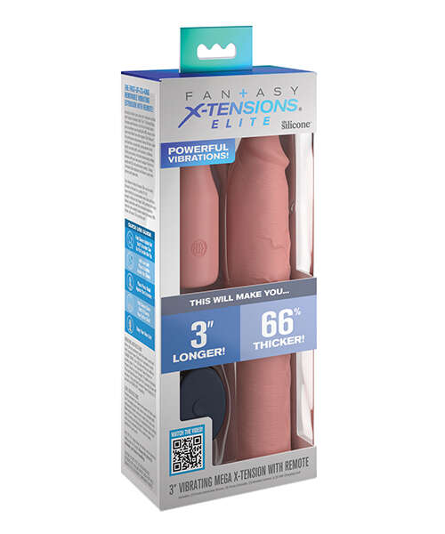 Fantasy X-tensions Elite 9" Sleeve Vibrating 3" Plug w/Remote - Light