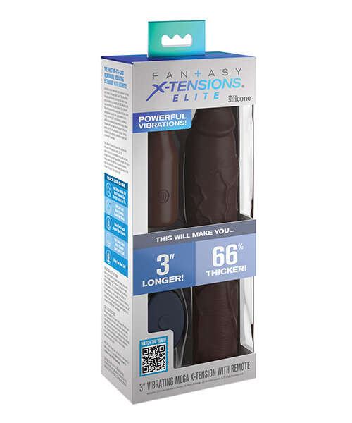 Fantasy X-tensions Elite 9" Sleeve Vibrating 3" Plug w/Remote - Brown
