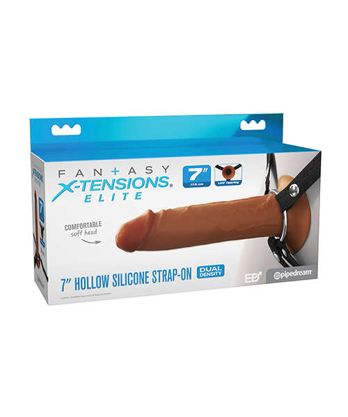 Fantasy X-tensions Elite 7" Silicone Hollow Strap-on - Brown