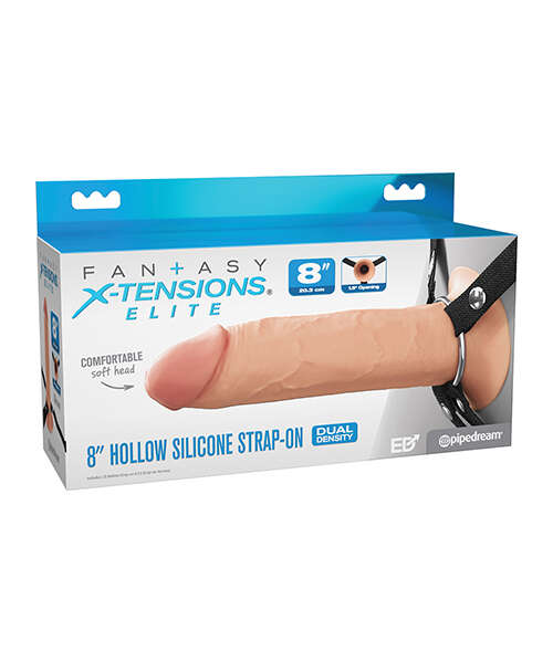 Fantasy X-Tensions Elite 8" Silicone Hollow Strap-on w/Harness - Light