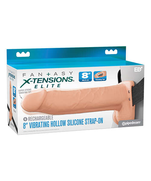 Fantasy X-Tensions Elite 8" Vibrating Hollow Strap-On - Light