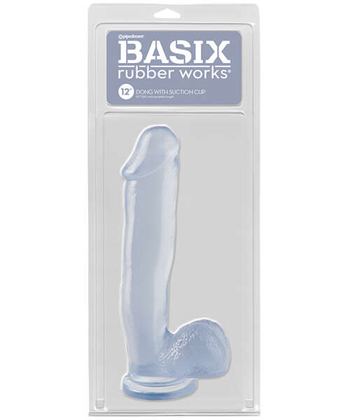 Basix Rubber Works 12" Dong w/Suction Cup - Clear