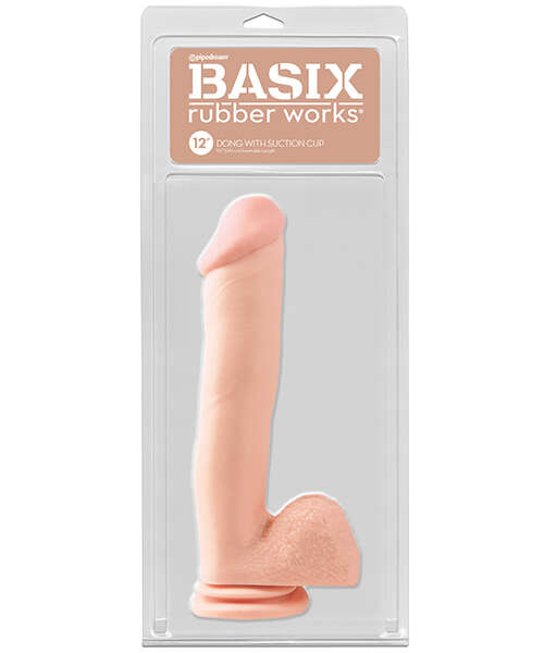 Basix Rubber Works 12" Dong w/Suction Cup - Flesh