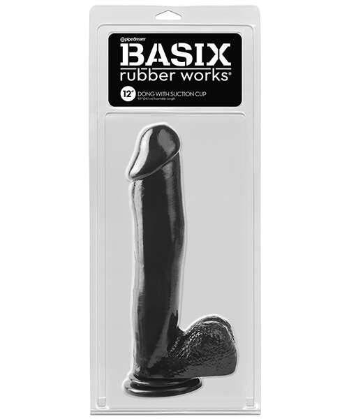 Basix Rubber Works 12" Dong w/Suction Cup - Black