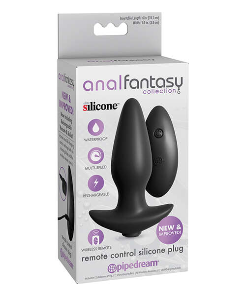 Anal Fantasy Collection Remote Control Silicone Plug - Black