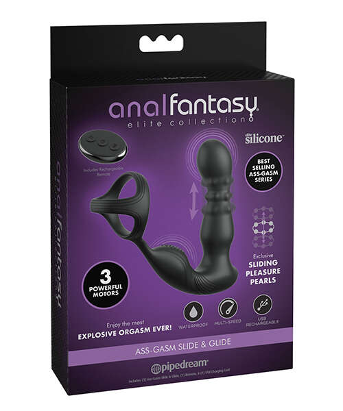 Anal Fantasy Elite Ass-Gasm Slide & Glide P-Spot Stimulator - Black