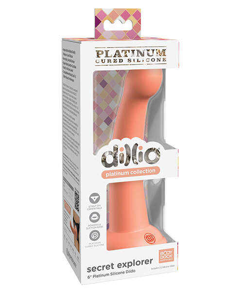 Dillio Platinum 6" Secret Explorer Silicone Dildo - Peach