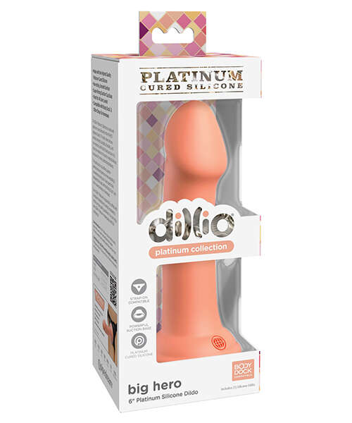 Dillio Platinum 6" Big Hero Silicone Dildo - Peach