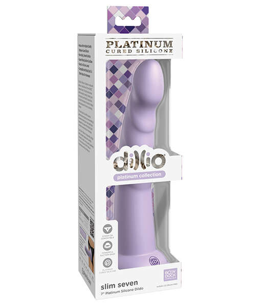 Dillio Platinum 7" Slim Seven Silicone Dildo - Purple