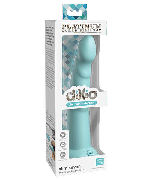 Dillio Platinum 7" Slim Seven Silicone Dildo - Teal