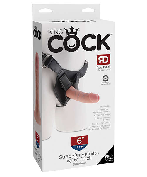 King Cock Strap-On Harness w/6" Cock - Flesh
