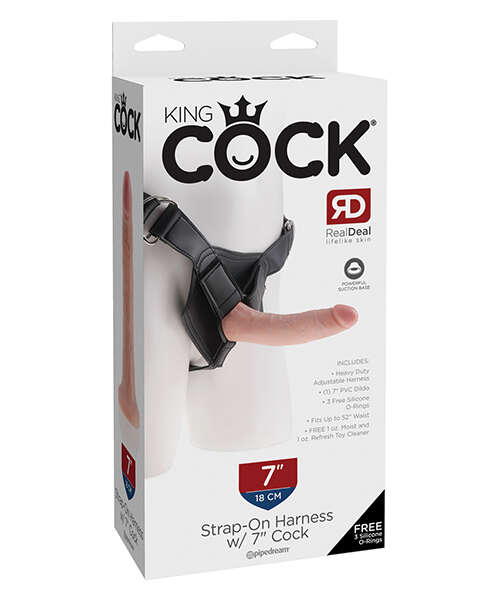 King Cock Strap-On Harness w/7" Cock - Flesh